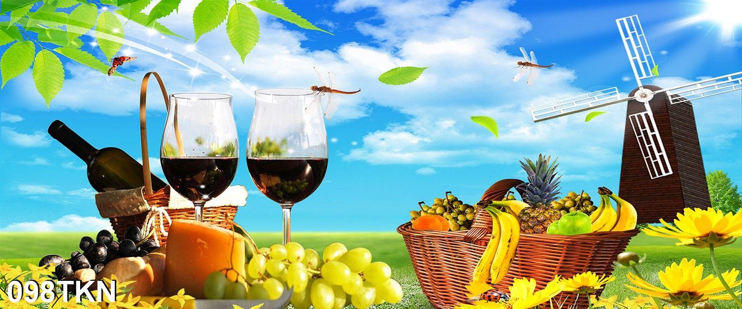 TRANH DÁN TƯỜNG 3D RAU, CỦ, QUẢ PHÒNG BẾP 098TKN - TRANH DÁN TƯỜNG PHÒNG ĂN KHỔ NGANG