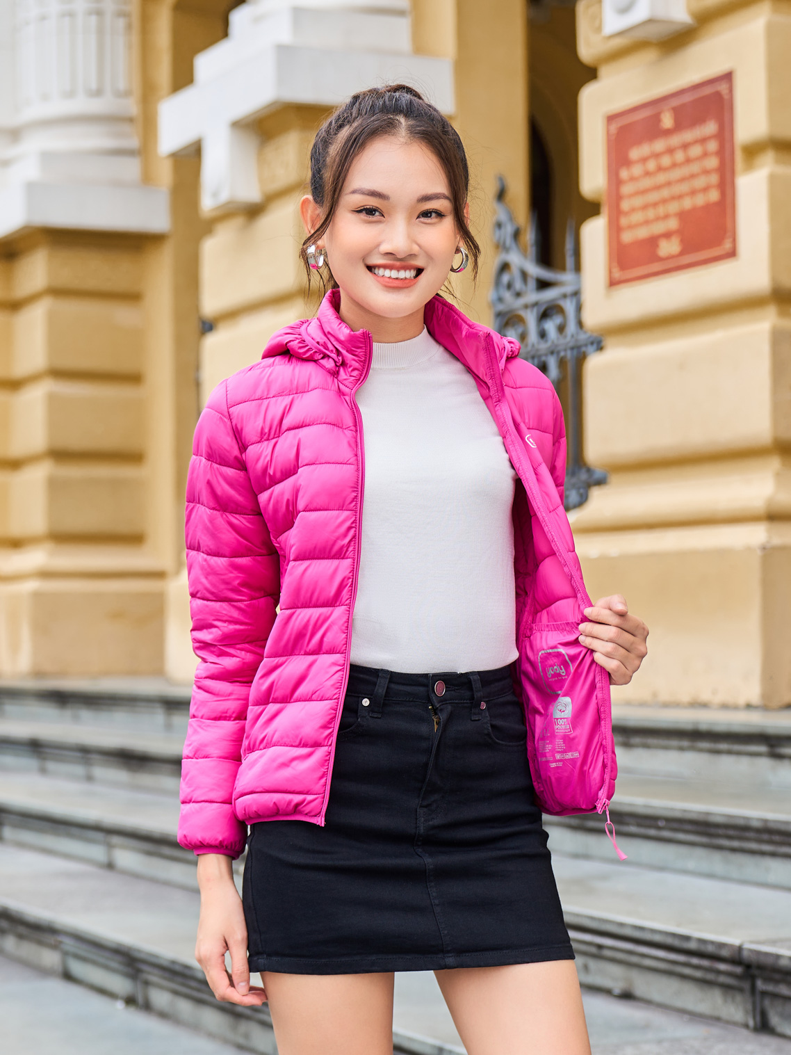 Áo Khoác Phao Nữ YODY có mũ Siêu Nhẹ, Siêu Gọn, Siêu Ấm- Có túi đựng PHN5000