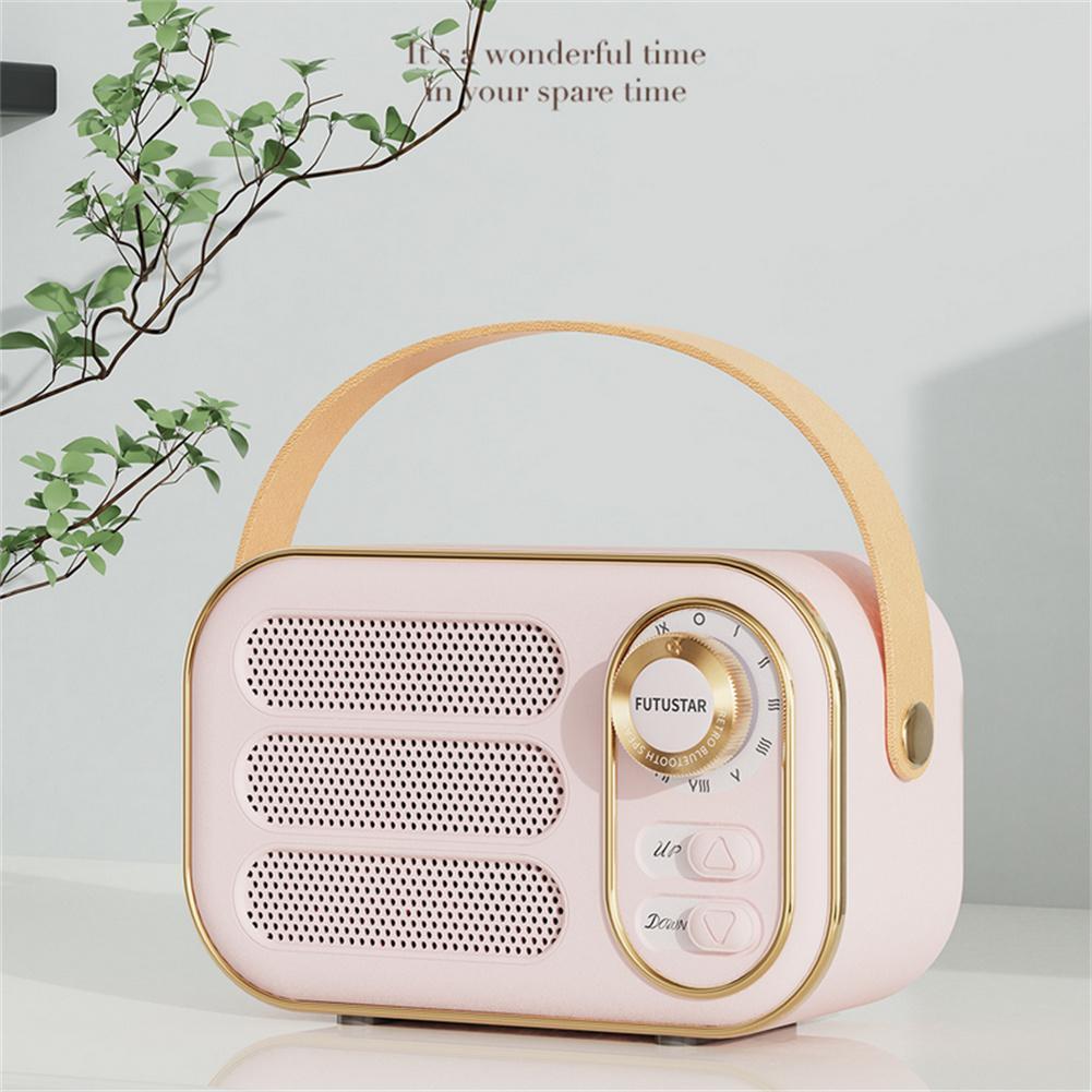 Phong cách cổ điển Loa tương thích với Bluetooth Máy nghe nhạc Âm thanh nổi Trang trí di động Loa mini Máy nghe nhạc du lịch Màu sắc: Hồng