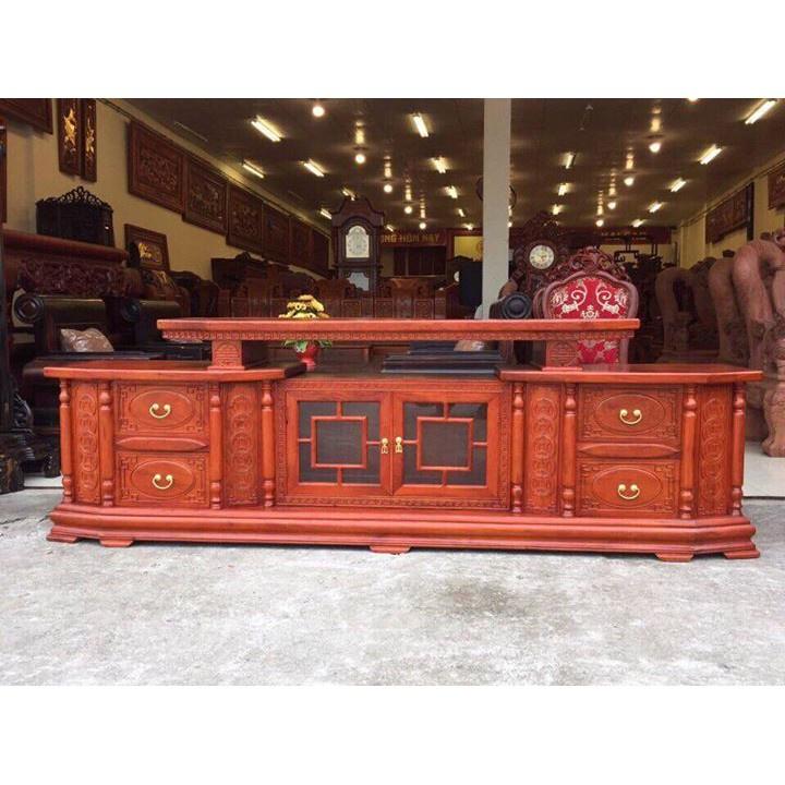 Kệ tivi vát gỗ gõ đỏ