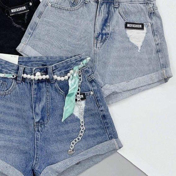 Quần đùi lưng cao cho bé gái phối đồ đi chơi sành điệu size 10-40kg chất jeans co giãn mềm mại