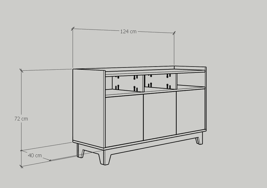 [Happy Home Furniture] KINA , Tủ lưu trữ 3 cửa mở , 124cm x 40cm x 72cm ( DxRxC), TCM_040