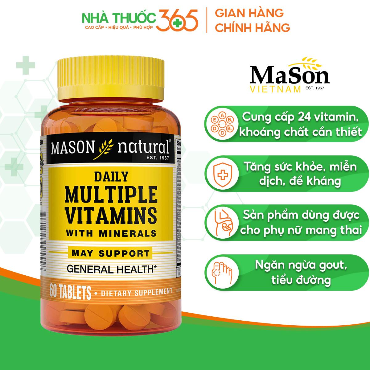 Viên Uống MASON Hỗ Trợ Sức Khoẻ Tổng Quát Natural Daily Multiple Vitamins Whith Minerals