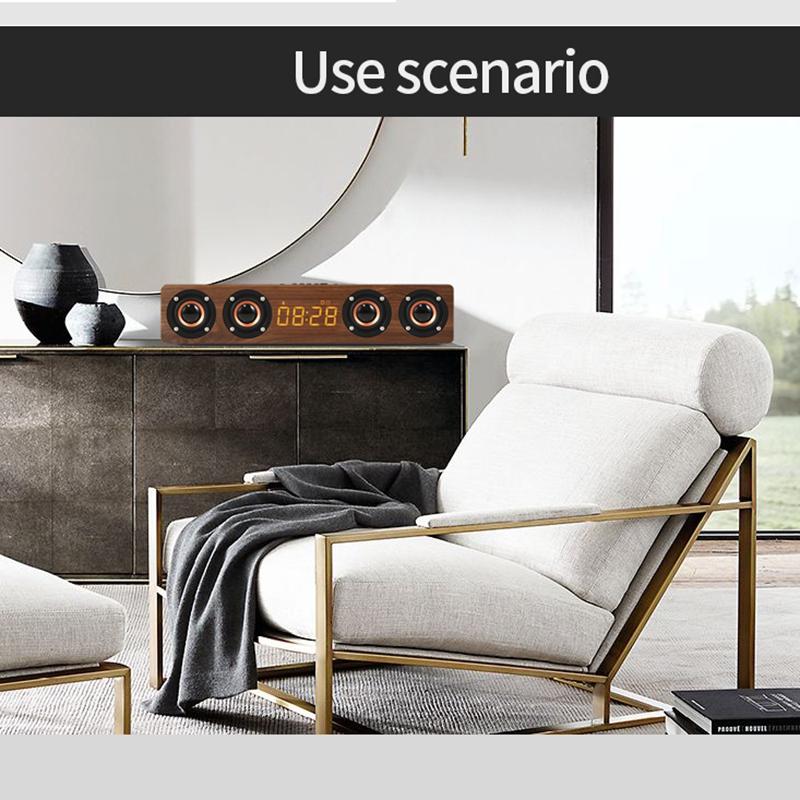 Loa Soundbar Bằng Gỗ Loa Bluetooth Âm Nhạc Âm Thanh 20W HIFI Nhạc Stereo Màn Hình LED Vòm Màn Hình Loa Ngoài Trời Có Đài FM Color: W8C Yellow