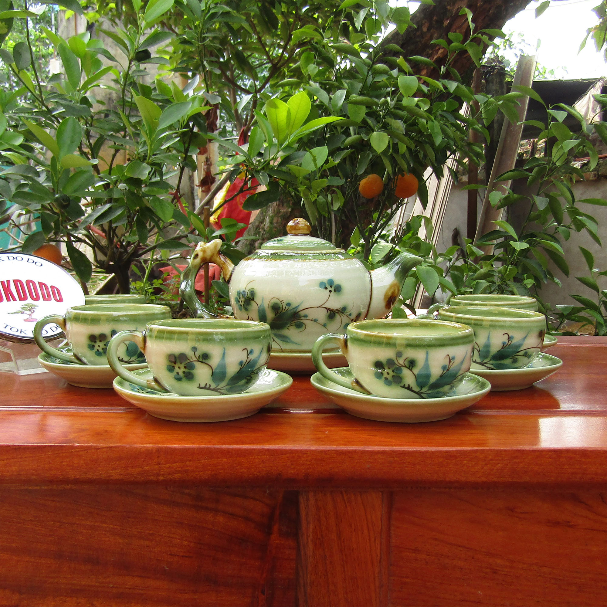 Bộ Ấm Chén Bát Tràng Hoa Vẽ Tay TOKDODO 