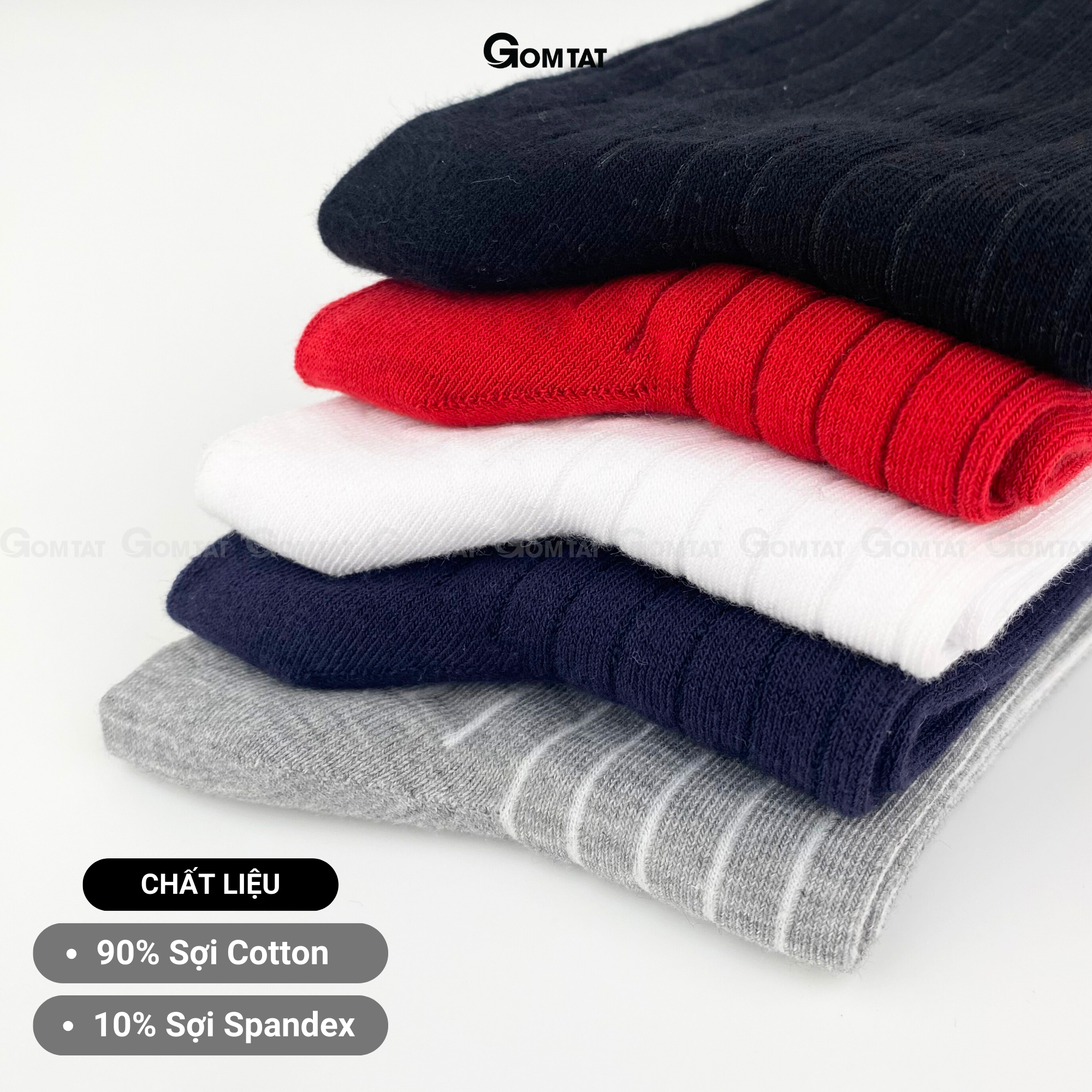 Tất đi giày tây chất liệu cotton cao cấp, vớ nam công sở họa tiết gân chìm lịch lãm - GOM-TAYGANCHIM-1DOI