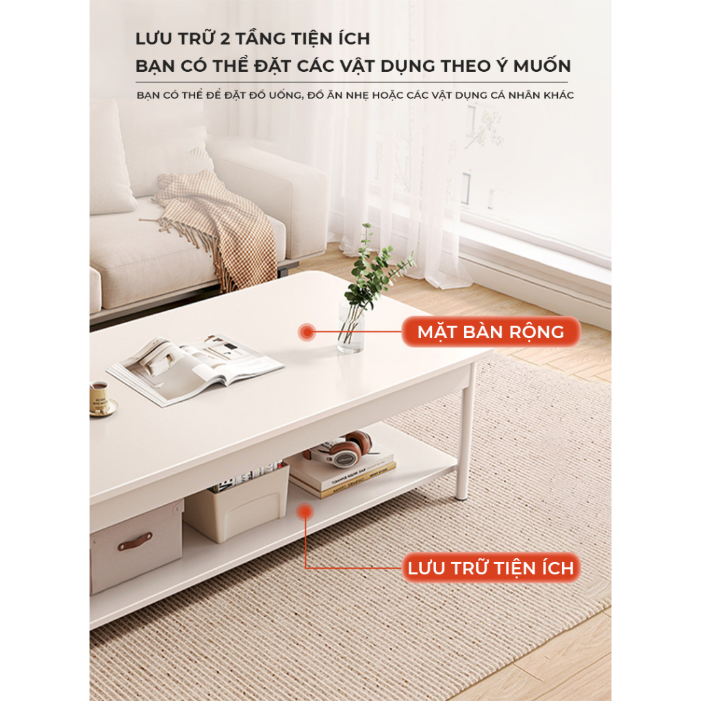 Bàn Trà Sofa 2Tầng Phong Cách Hiện Đại Khung Thép Chống Gỉ An Toàn AM137