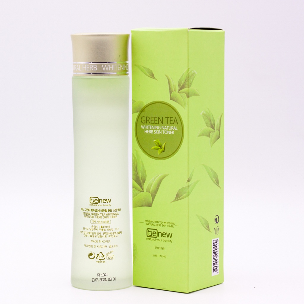 Nước hoa hồng trắng da trà xanh Benew Green Tea Whitening Natural Herb Skin Toner (150ml) – Hàng Chính Hãng