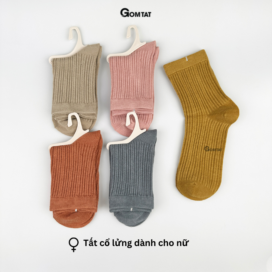 Set 5 đôi tất vớ nữ cổ lửng GOMTAT họa tiết gân chìm, chất liệu cotton cao cấp, mềm mại thoáng khí - LISU29-LUNGNU