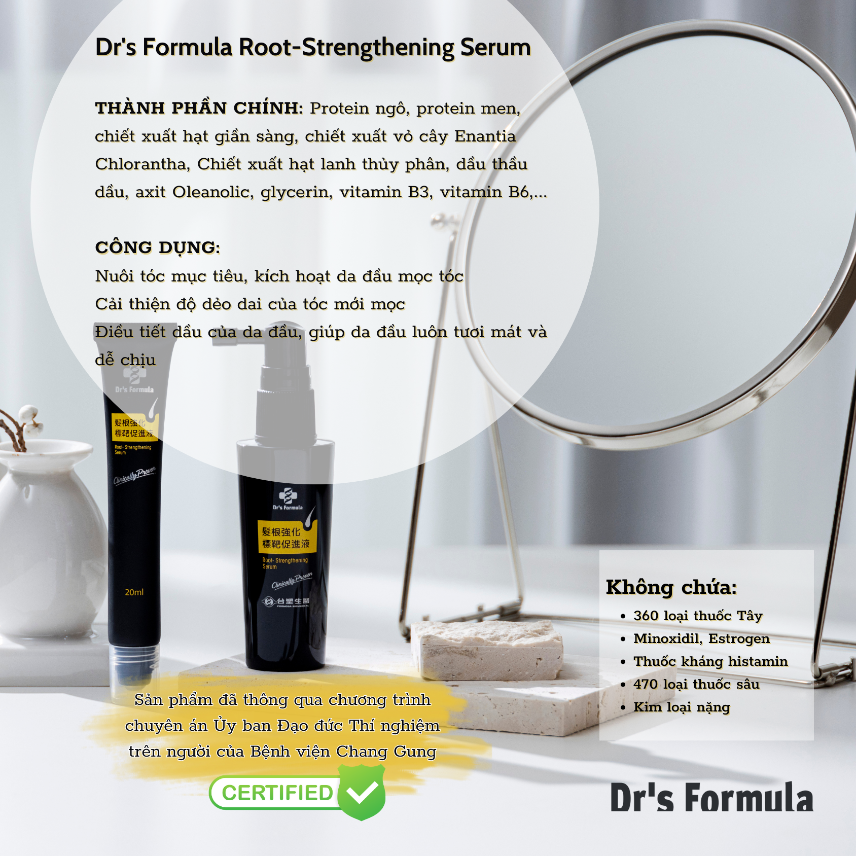 Serum tăng cường chân tóc hỗ trợ mọc tóc Dr's Formula Root-Strengthening 50ml+20ml