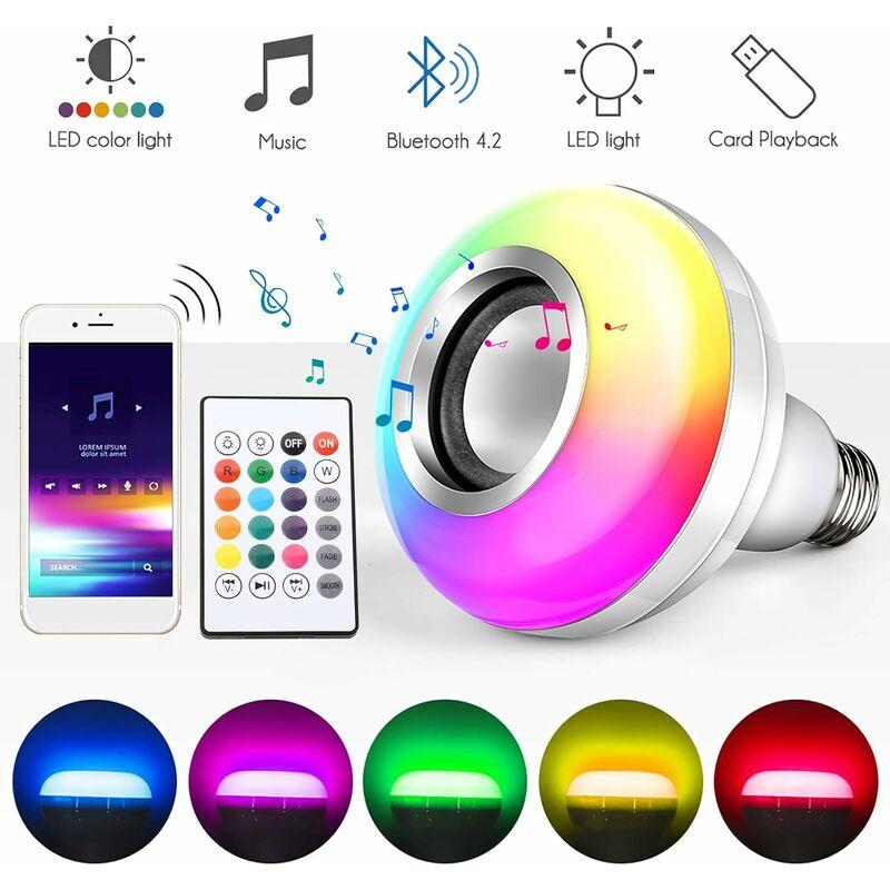 Bóng đèn LED âm nhạc, Loa Bluetooth E27 RGB Thay đổi bóng đèn với cổng USB với điều khiển từ xa Fêt