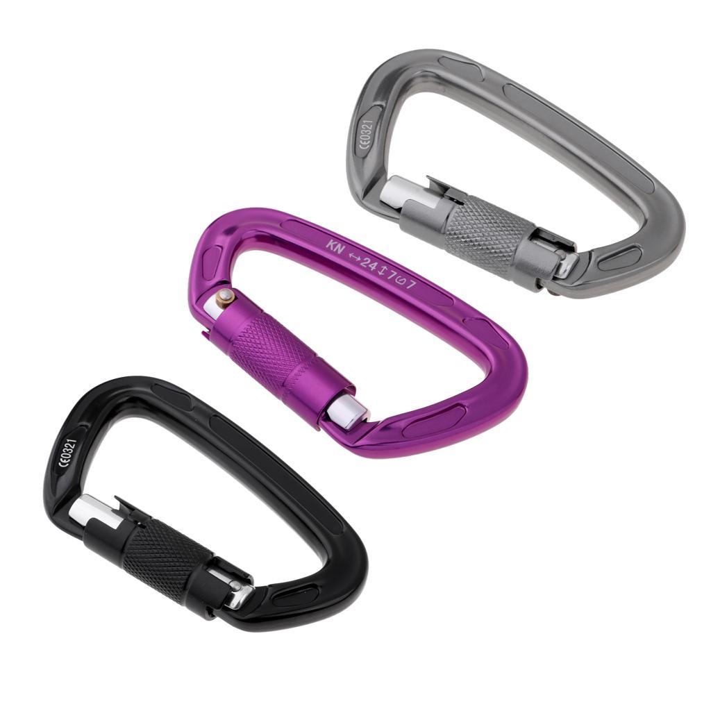 24KN Auto Locking Carabiner Hammock Carabiner For Rappelling Climbing Black