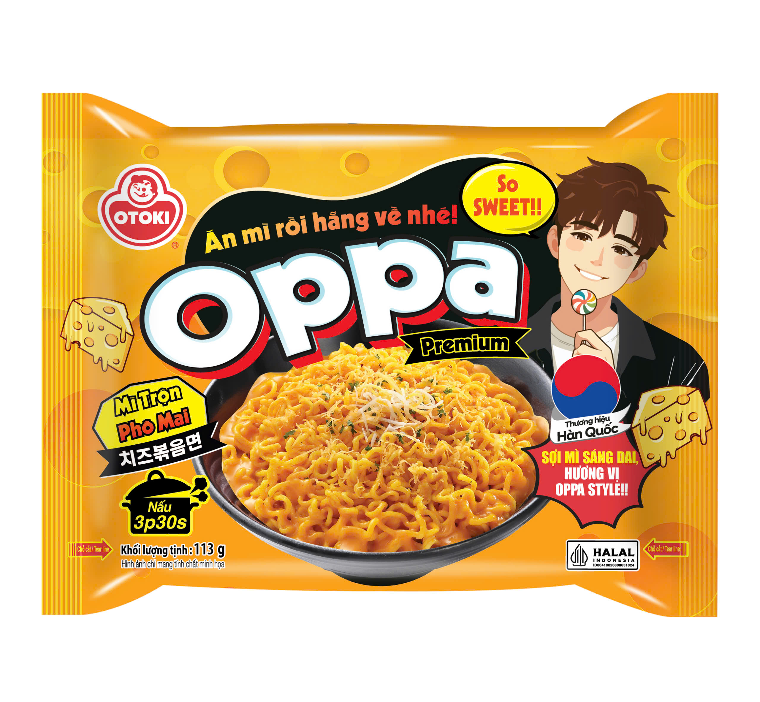 Combo 3 Gói Oppa Mì Trộn Phô Mai Otoki 113g