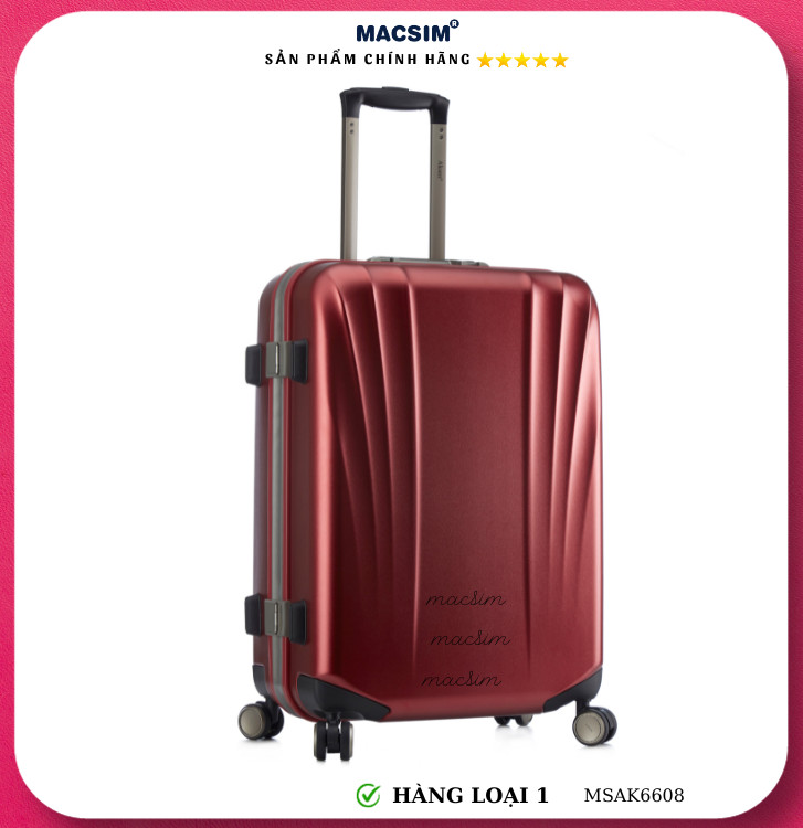 Vali cao cấp Macsim Aksen hàng loại 1 MSAK6608 cỡ 24inch ( màu đỏ)