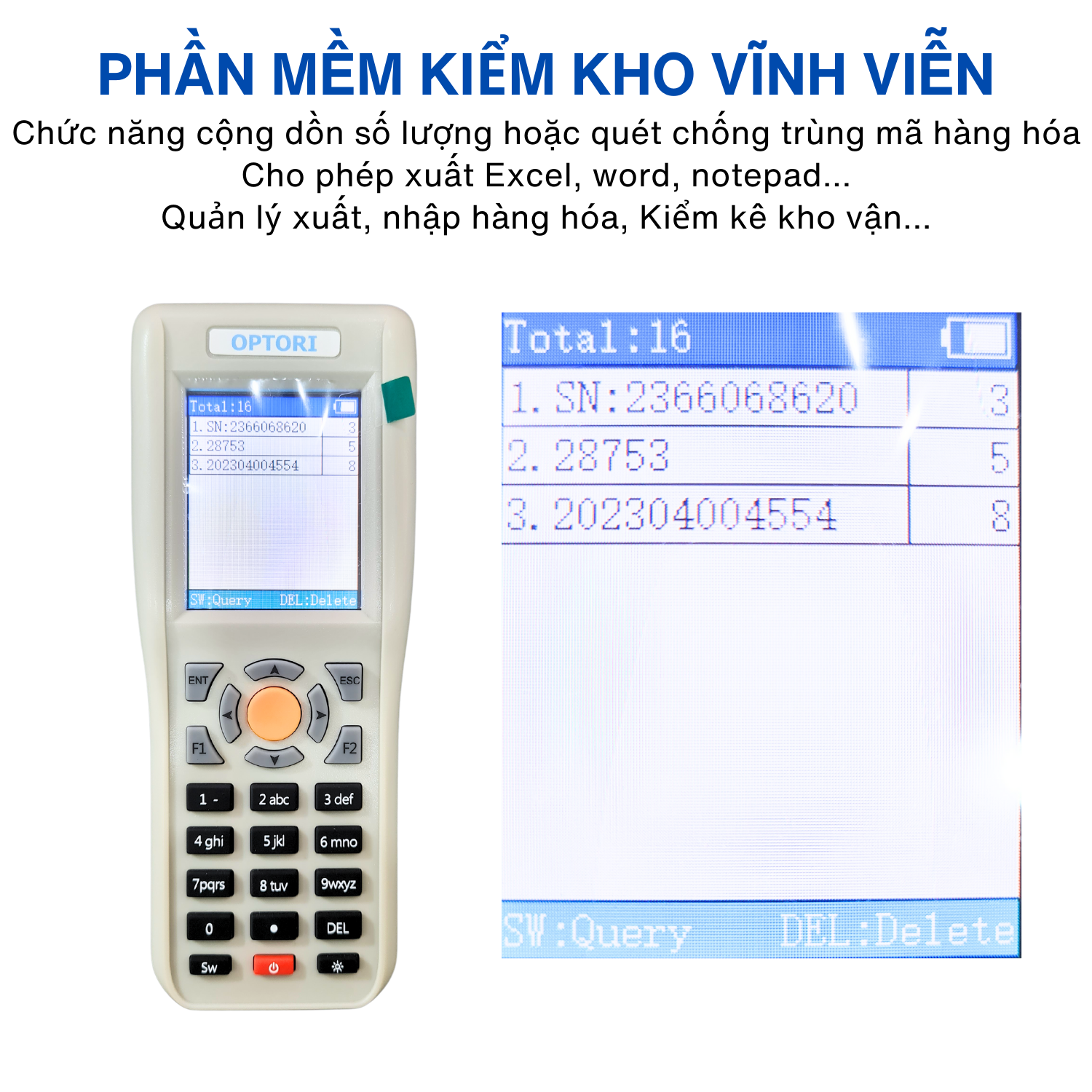 Máy quét mã vạch PDA – Máy kiểm kho PDA – Máy PDA OPTORI OP87 (Hàng chính hãng)
