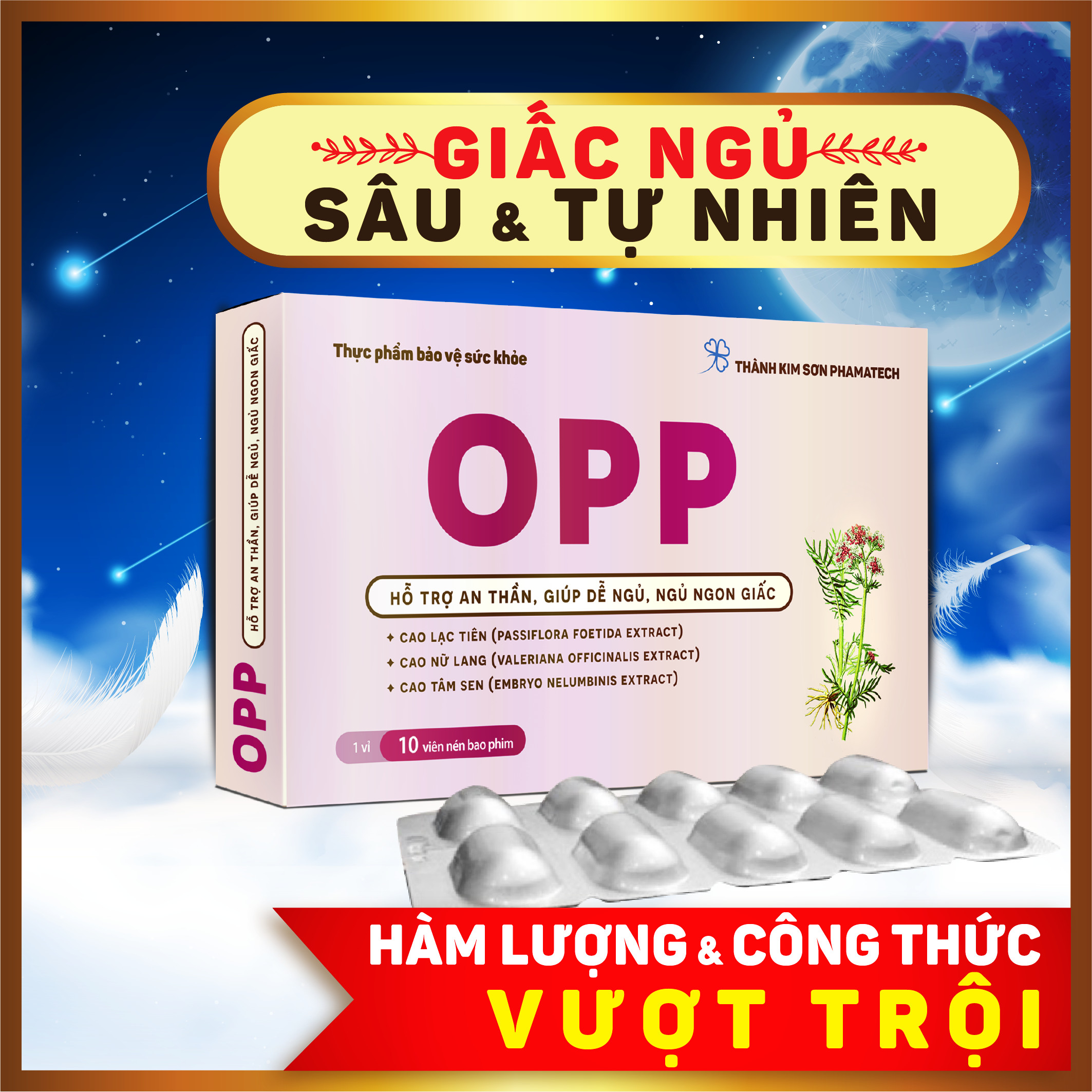 Thực phẩm bảo vệ sức khoẻ OPP - Hỗ trợ giảm mất ngủ , giảm căng thẳng, mệt mỏi, ngủ ngon và sâu giấc - Passiflora foetida extract 200mg