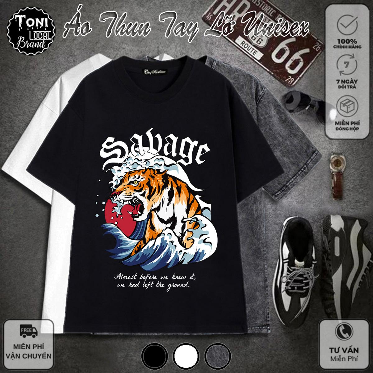 Áo Thun Tay Lỡ Local Brand SABAGE Cotton 100 form rộng nam nữ Unisex (AT9200L - Full Box - Kèm Video Ảnh Thật)