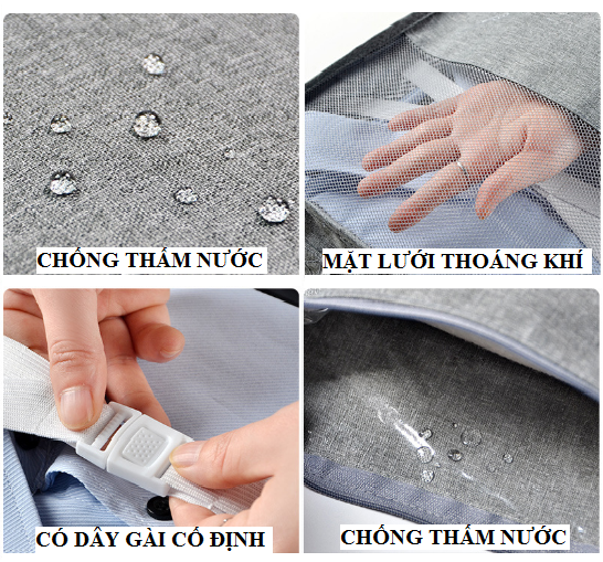 Combo 7 Túi Đựng Đồ Du Lịch xếp gọn gàng trong vali Chống Thấm GD610-7TvaliCC - hồng đỏ