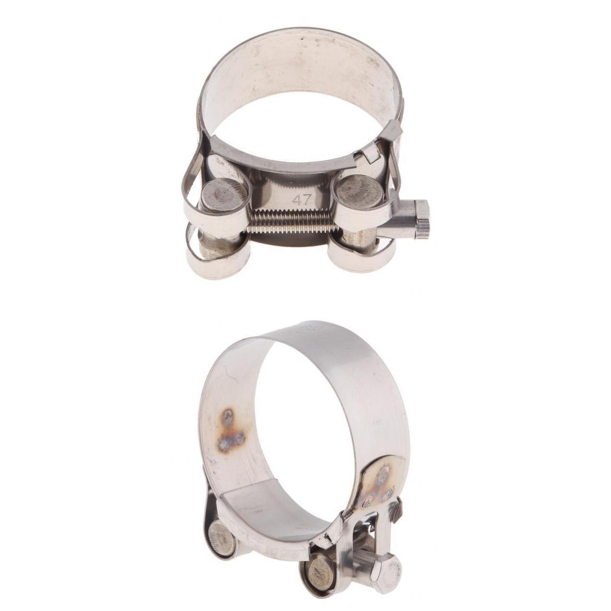 2 x Stainless Steel   Clamps Motorcycle Exhaust Clips O-Clamp