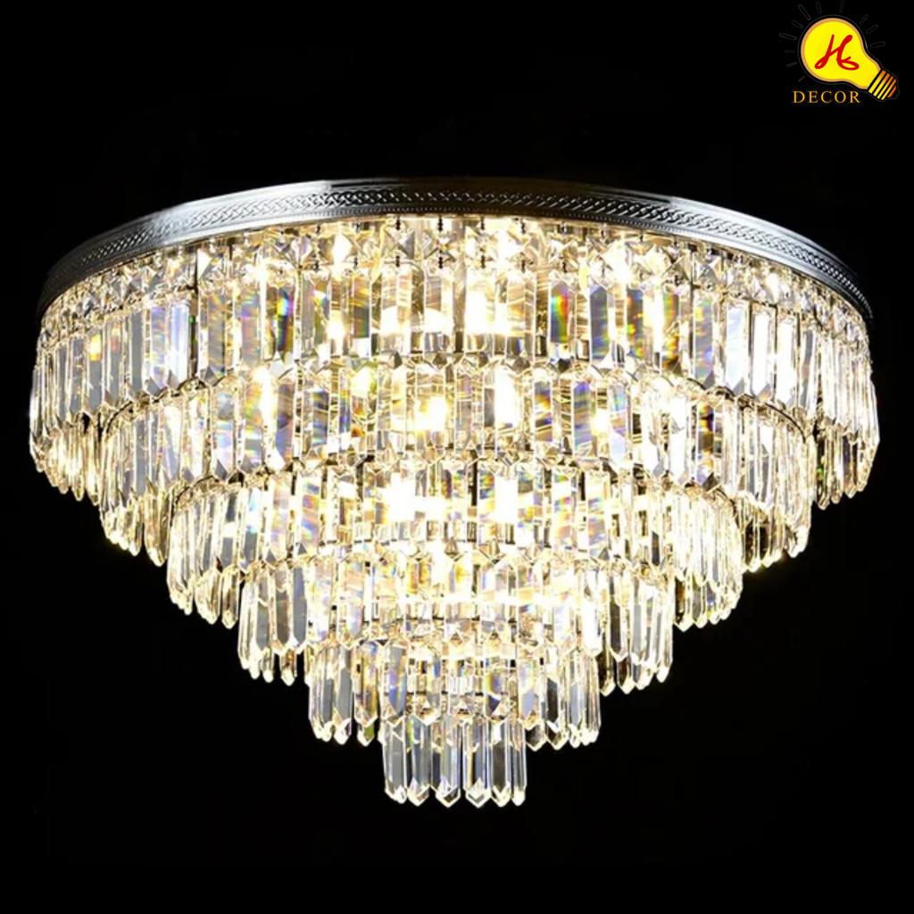 Đèn ốp trần pha lê phòng khách, phòng ngủ HQ - mã PLM0981 - ánh sáng 3 màu cao cấp, dễ bảo trì, lắp đặt HQ DECOR (HÀNG NHẬP KHẨU)