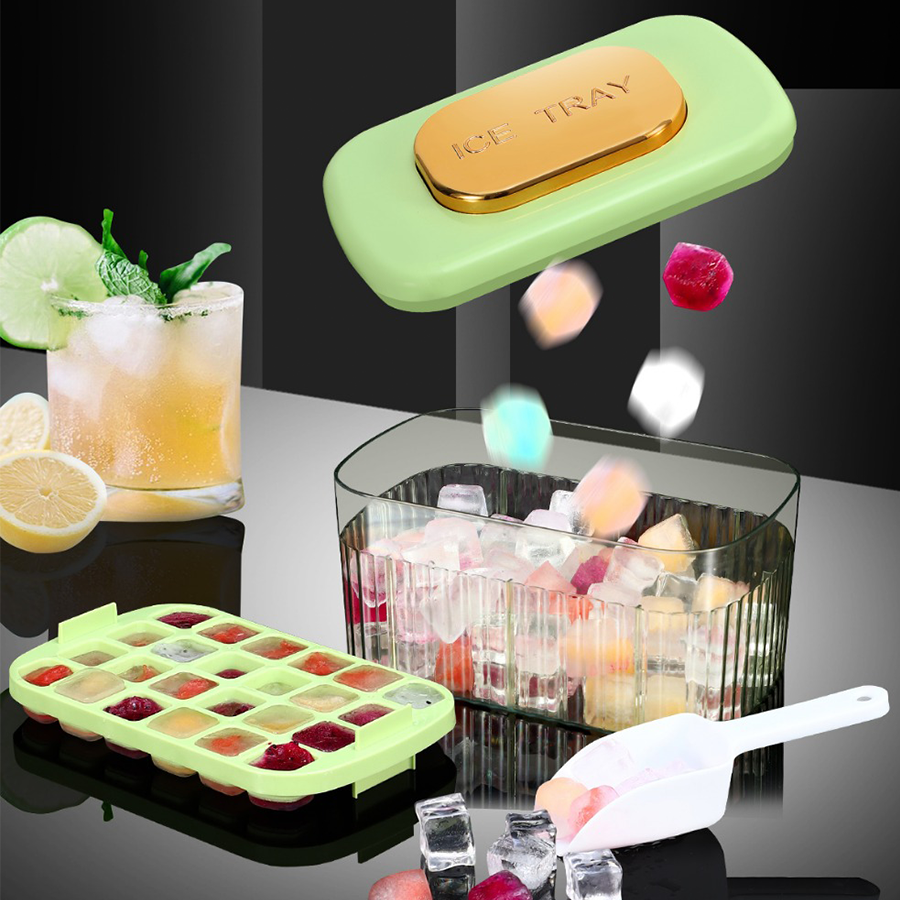 Bộ khay làm đá,ép lấy đá, đựng đá Ice Cube Tray