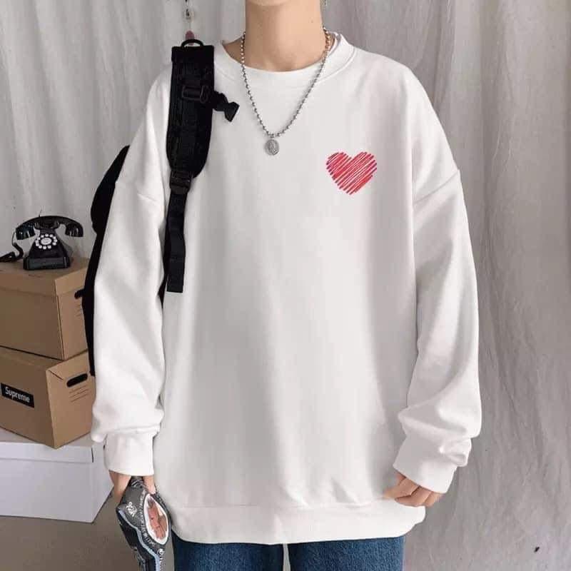 ÁO SWEATER NAM NỮ IN HÌNH TIM CHẤT LIỆU VẢI NỈ BÔNG SIÊU ĐẸP SIZE 35-70KG