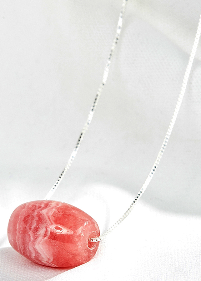 Dây chuyền bạc lu thống đá rhodochrosite Ngọc Quý Gemstone