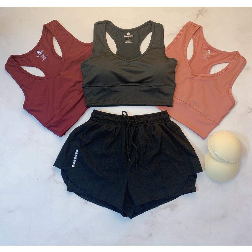 Bộ bra tập gym yoga earobic bo xiết eo kết hợp quần đùi 2 lớp cho nữ EoSport - Đồ tập gym yoga nữ( Bộ Áo Bra +quần2lớp)