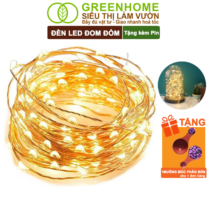 Dây Đèn Led Trang Trí Greenhome, Fairy Lights, Đom Đóm 1 Mét, 3 Chế Độ Sáng, Tặng Kèm Pin, Chịu Nước, Decor, Chụp Hình