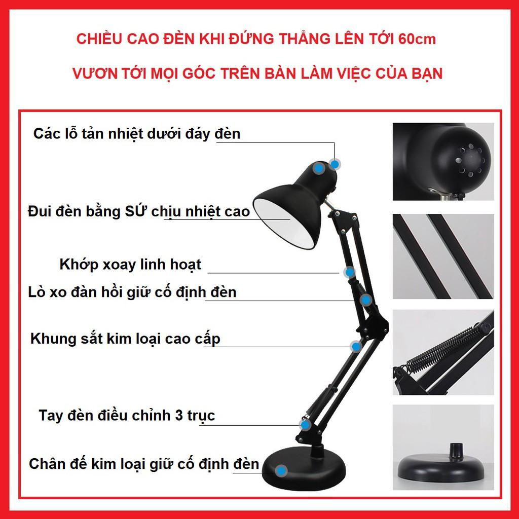 Đèn Học Để Bàn Chống Cận Thị DESK LAMP, Đèn Led Xoay 360 độ Có Chân Kẹp, Ánh Sáng Trung Thực