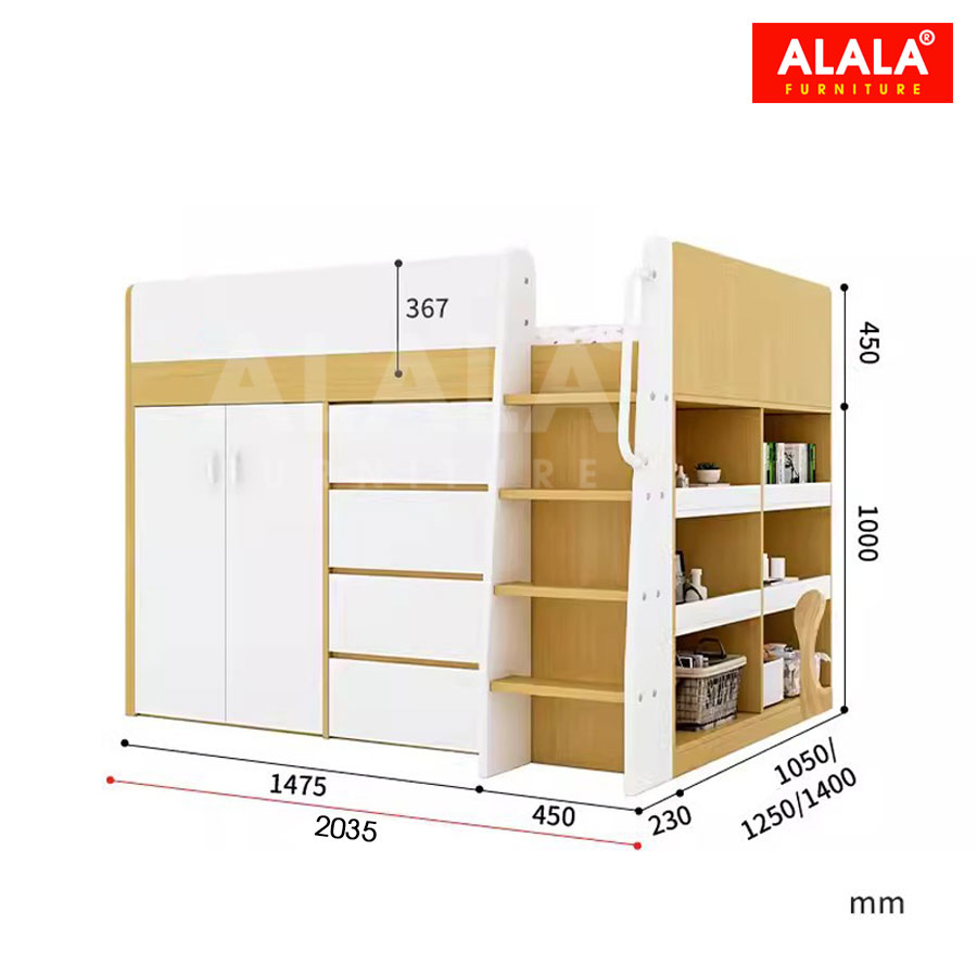 Giường tầng thấp ALALA164 đa năng/ Miễn phí vận chuyển và lắp đặt/ Đổi trả 30 ngày/ Sản phẩm được bảo hành 5 năm từ thương hiệu ALALA/ Chịu lực 700kg