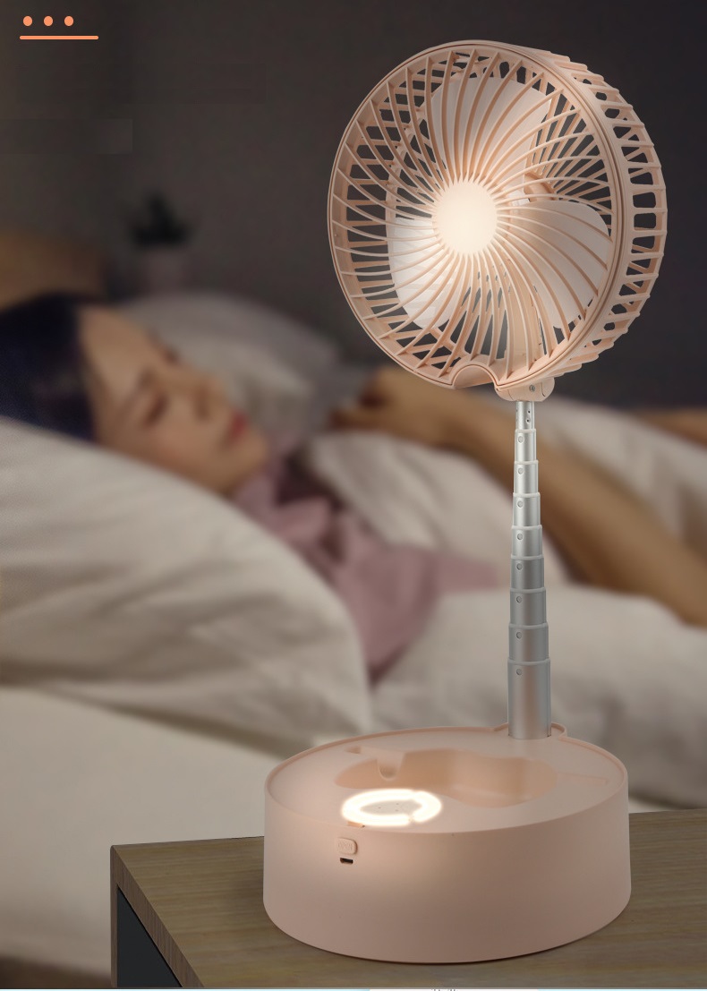 Quạt Sạc Tích Điện Đèn LED Gấp Gọn Có Chức Năng giá đỡ điên thoại, 3 Chế Độ Gió Nhẹ Gió Mạnh Gió Tự Nhiên, Pin LITHIUM POLYMER 7200mah, Trang Bị Điều Khiển Từ Xa