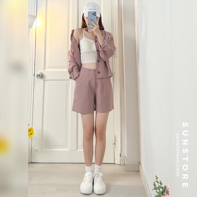 Áo khoác lửng nữ tay dài cổ sơ mi có túi hộp form vừa 4 màu