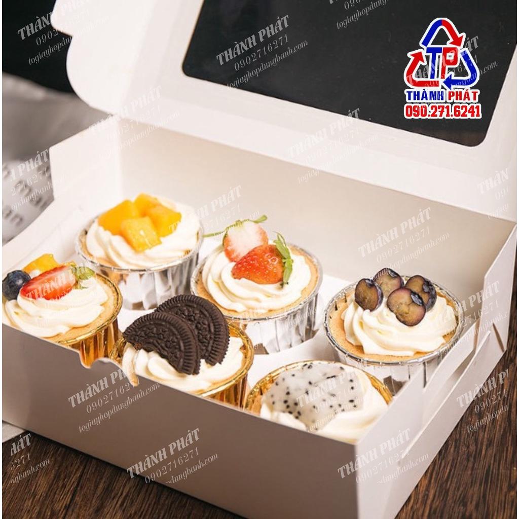 20 Hộp giấy nắp kính đựng đựng cupcake muffin bánh kem mini làm quà tặng các dịp lễ