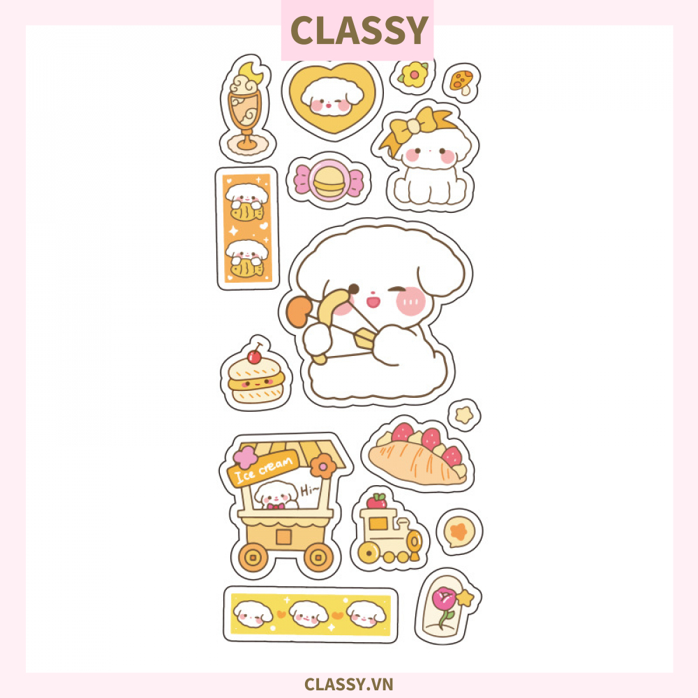 Classy Hình dán, sticker dễ thương, sticker dán laptop, điện thoại, sổ, bình nước nhiều họa tiết PK1380