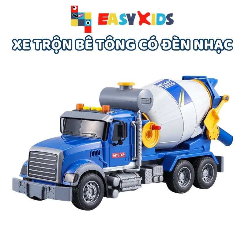 Xe Bồn Trộn Bê Tông Đồ Chơi Toystar Cho Bé, Xe Bê Tông Đồ Chơi Cỡ Lớn Có Đèn Nhạc