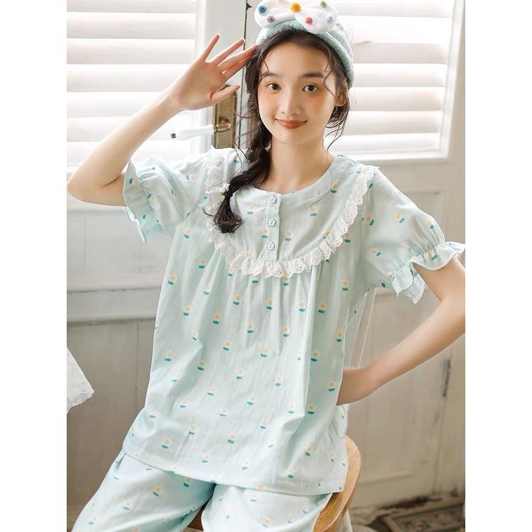 Sét Lửng nữ mặc nhà, bộ Pyjama đũi mềm mịn N01
