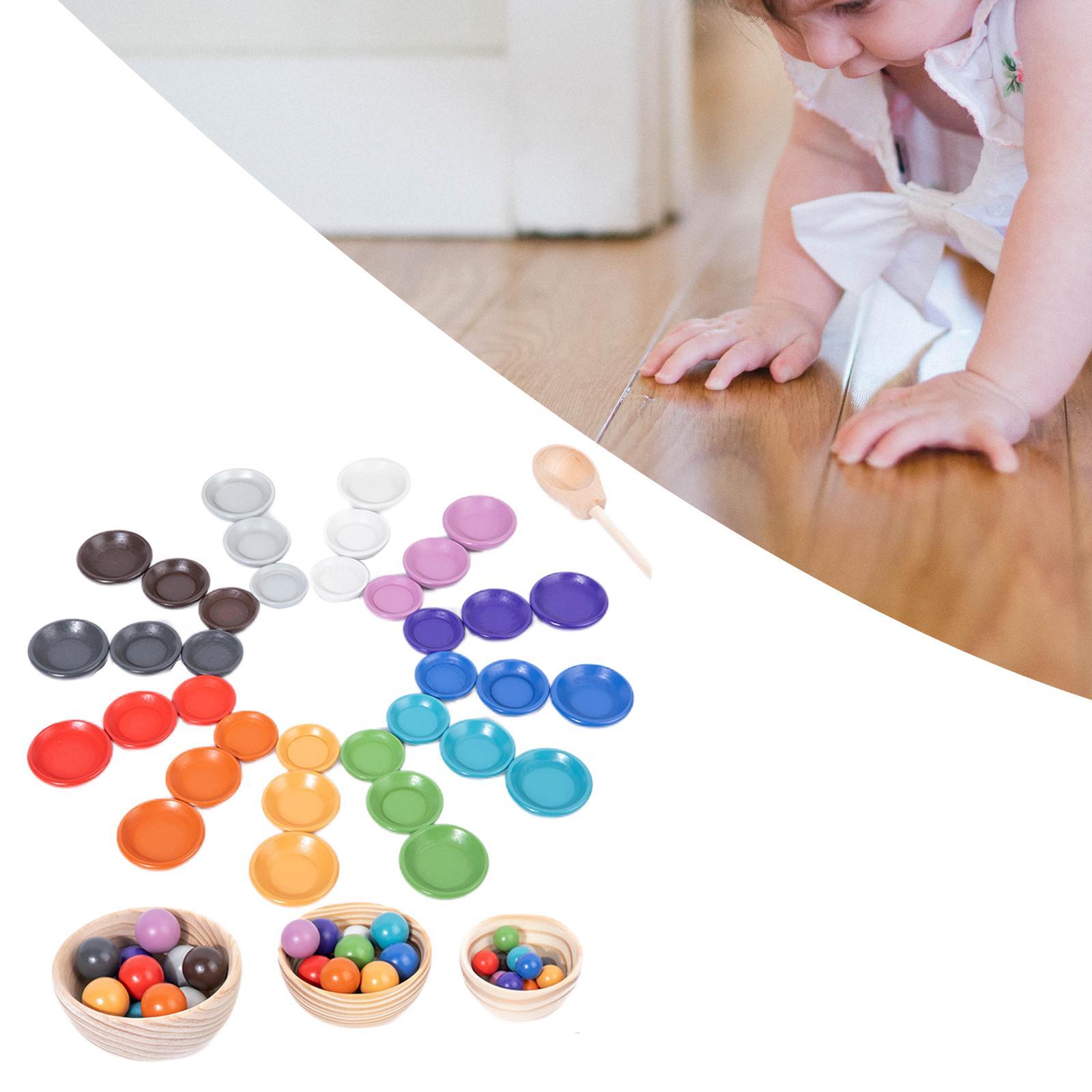 Montessori Wooden Rainbow Ball Matching Game Board Game Early Education Toys