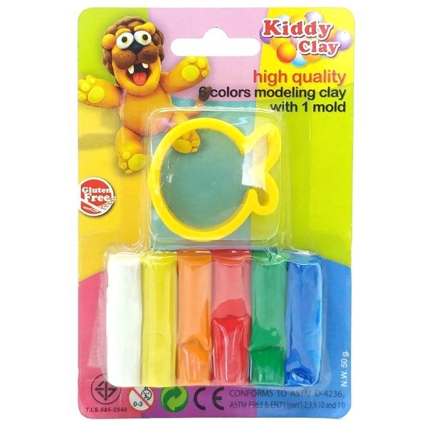 Đất Nặn Kiddy Clay 6 Màu + Khuôn Hình ST-50-6SM (Mẫu Màu Giao Ngẫu Nhiên)