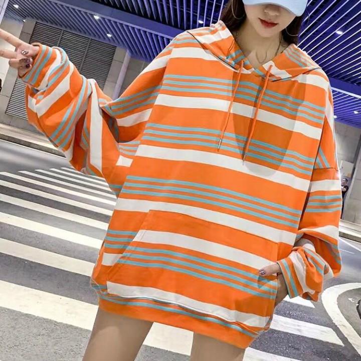 Áo hoodie oversize sọc ngang Mã: AX4050