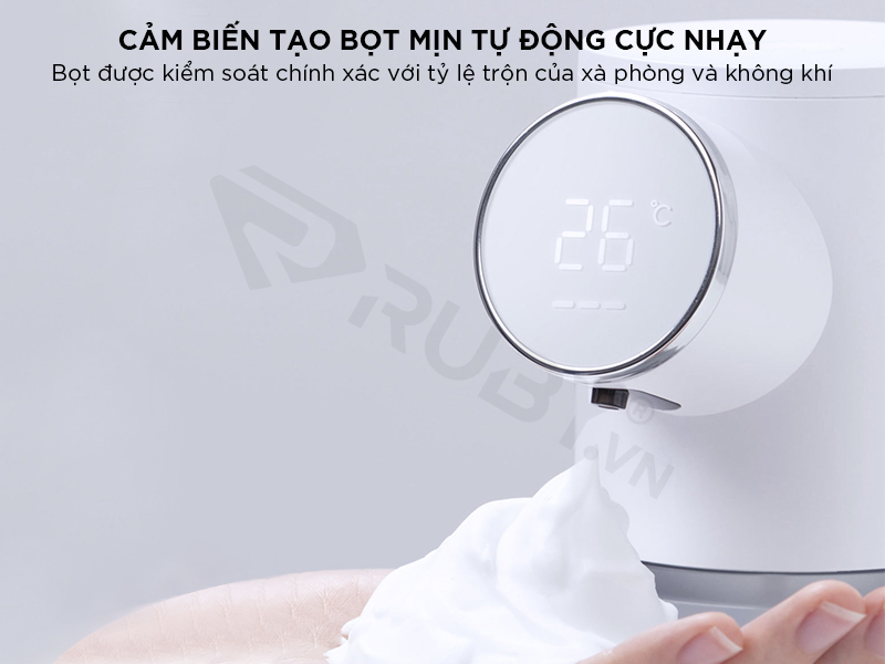 Máy Tạo Bọt Rửa Tay Cảm Biến Tiện Lợi, Tích Hợp Đo Nhiệt Độ Phòng Dung Tích Bình Chứa Lên Đến 320ml