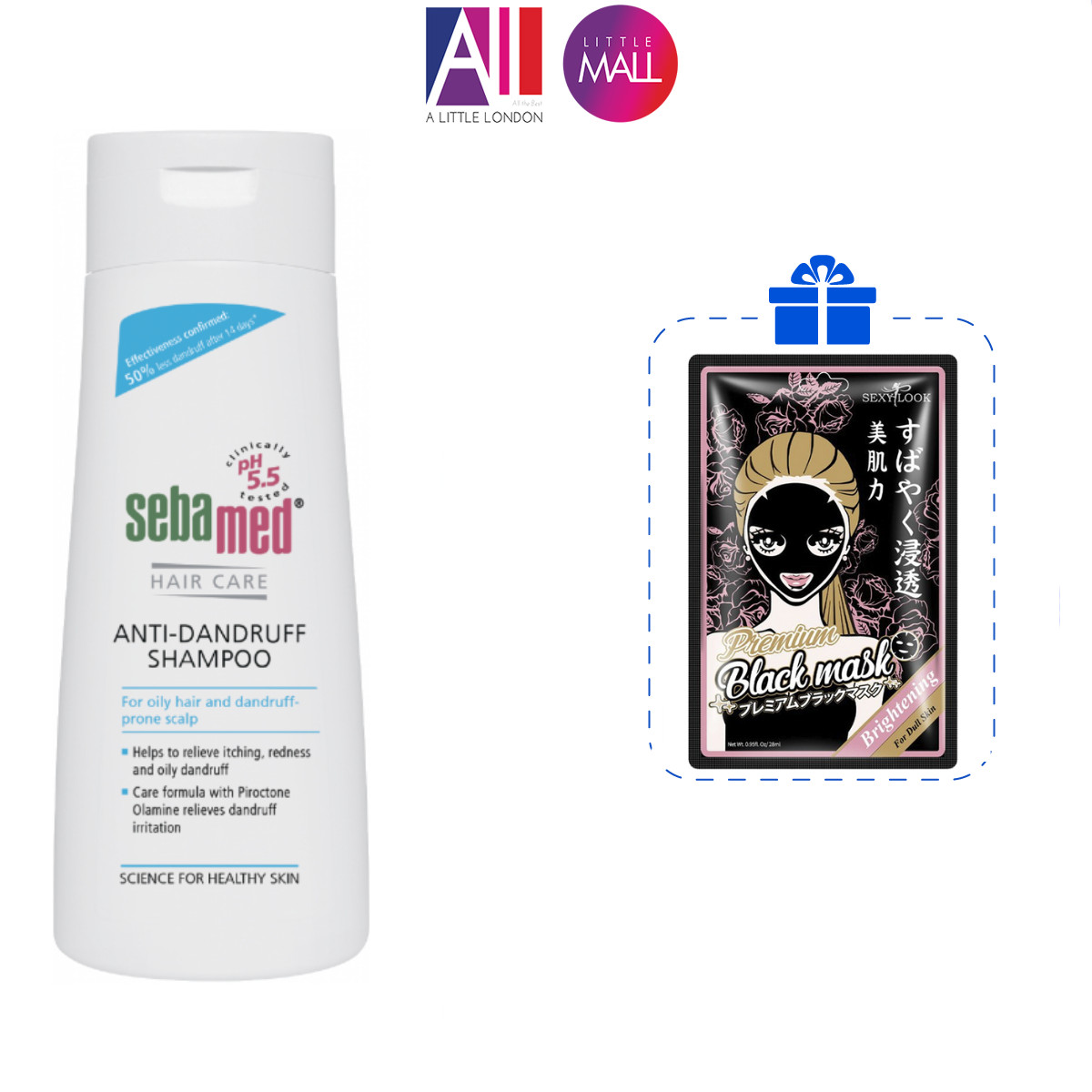 Dầu gội giúp làm giảm gàu Sebamed pH 5.5 Anti-Dandruff Shampoo 200ml TẶNG mặt nạ Sexylook (Nhập khẩu)