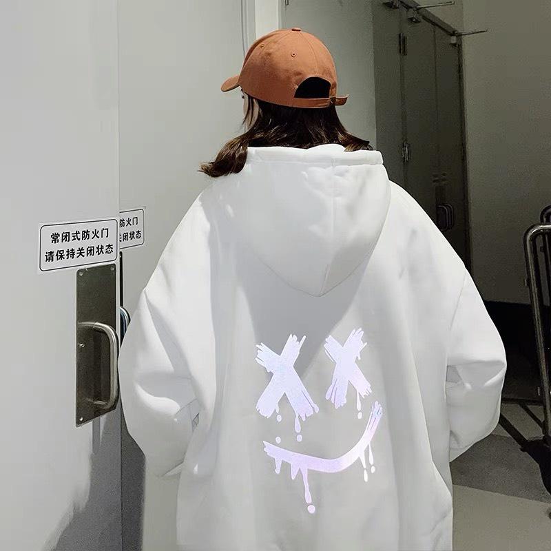 Áo hoodie Unisex oversize Icon phản quang Cotton nỉ SG 2 màu: Đen Trắng