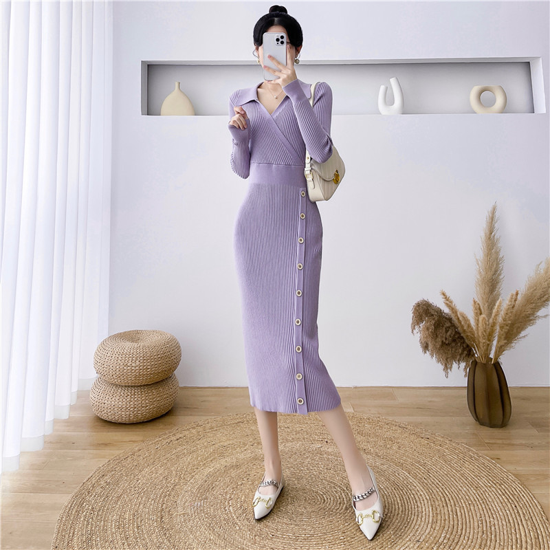 Đầm Dệt Kim Cổ Polo Dáng Ôm Thời Trang Mùa Thu Đông AL13 - Hàng Quảng Châu Cao Cấp