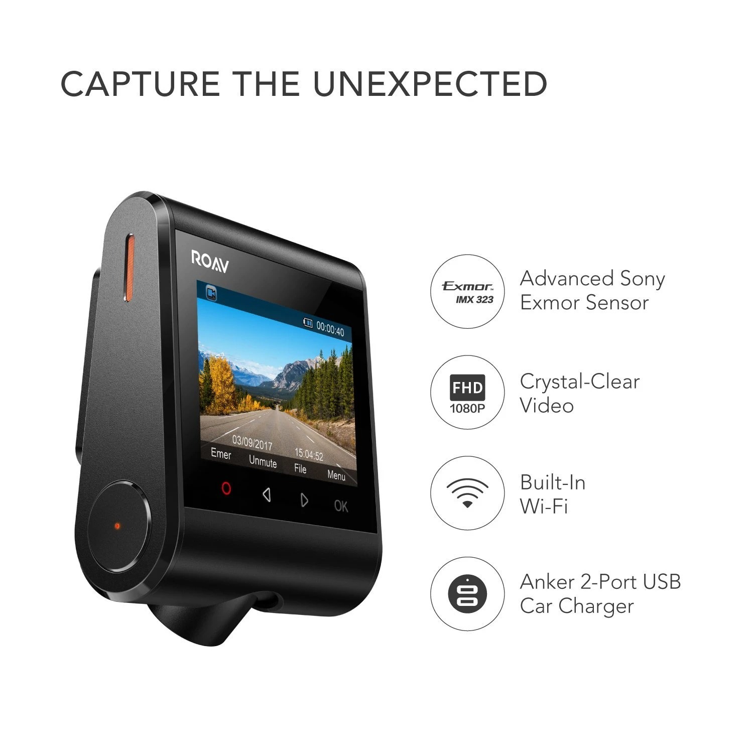 Camera Hành Trình Dành Cho Ô Tô Roav DashCam C1 FullHD 1080p Wifi LCD 2.4&quot; - Hàng Nhập Khẩu