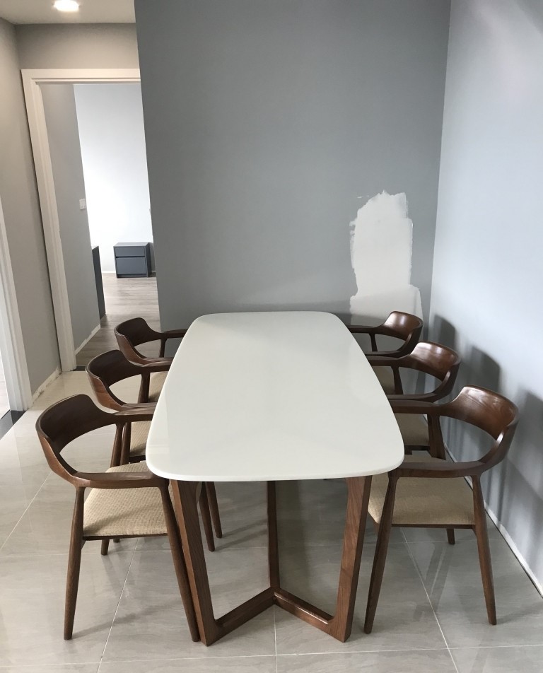 Bộ bàn Concorde mặt đá 1m6 + 6 ghế Hiroshima