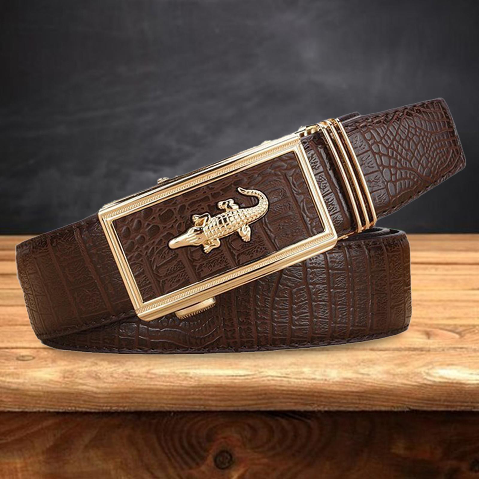 Men Belt Slide Ratchet Belt Adjustable Fashion Decorative PU Leather 120cm Casual Belt Work Belt for, Shirt, Pants, Wedding, Party
