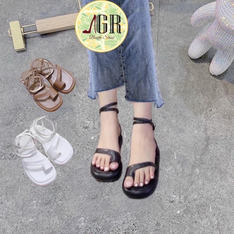 Sandal xuồng xỏ da mềm 2 vòng chân cao 2 cm