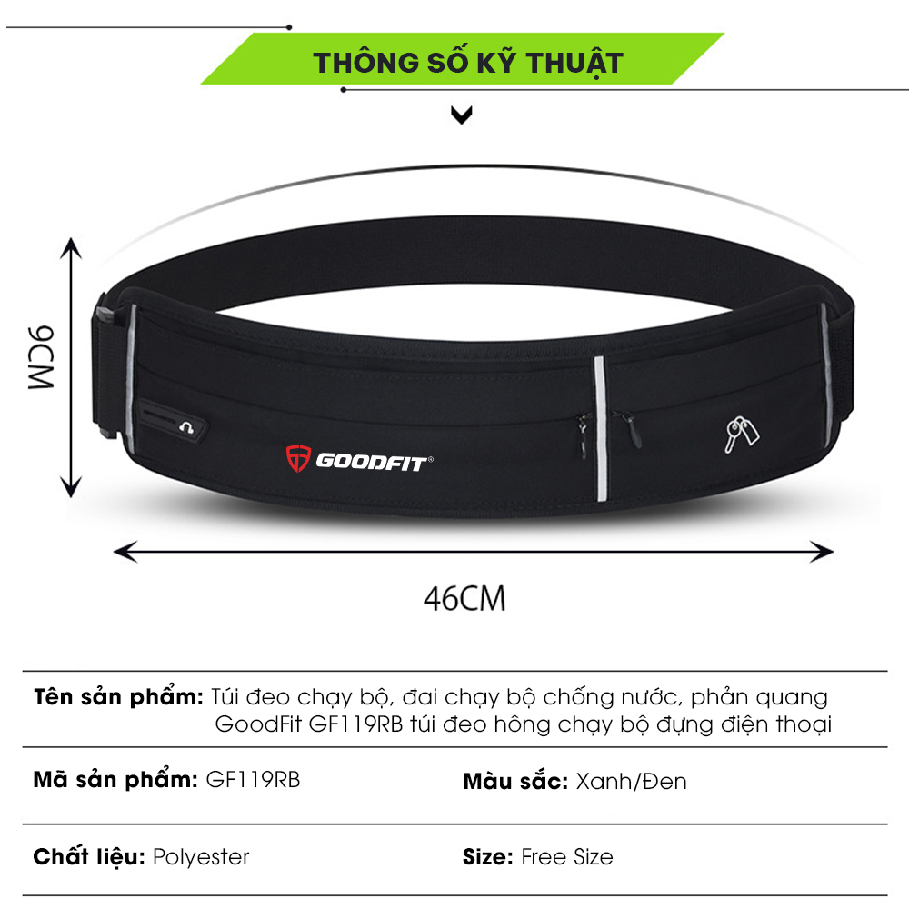 Túi đeo chạy bộ, đai chạy bộ chống nước, phản quang GoodFit GF119RB túi đeo hông chạy bộ đựng điện thoại