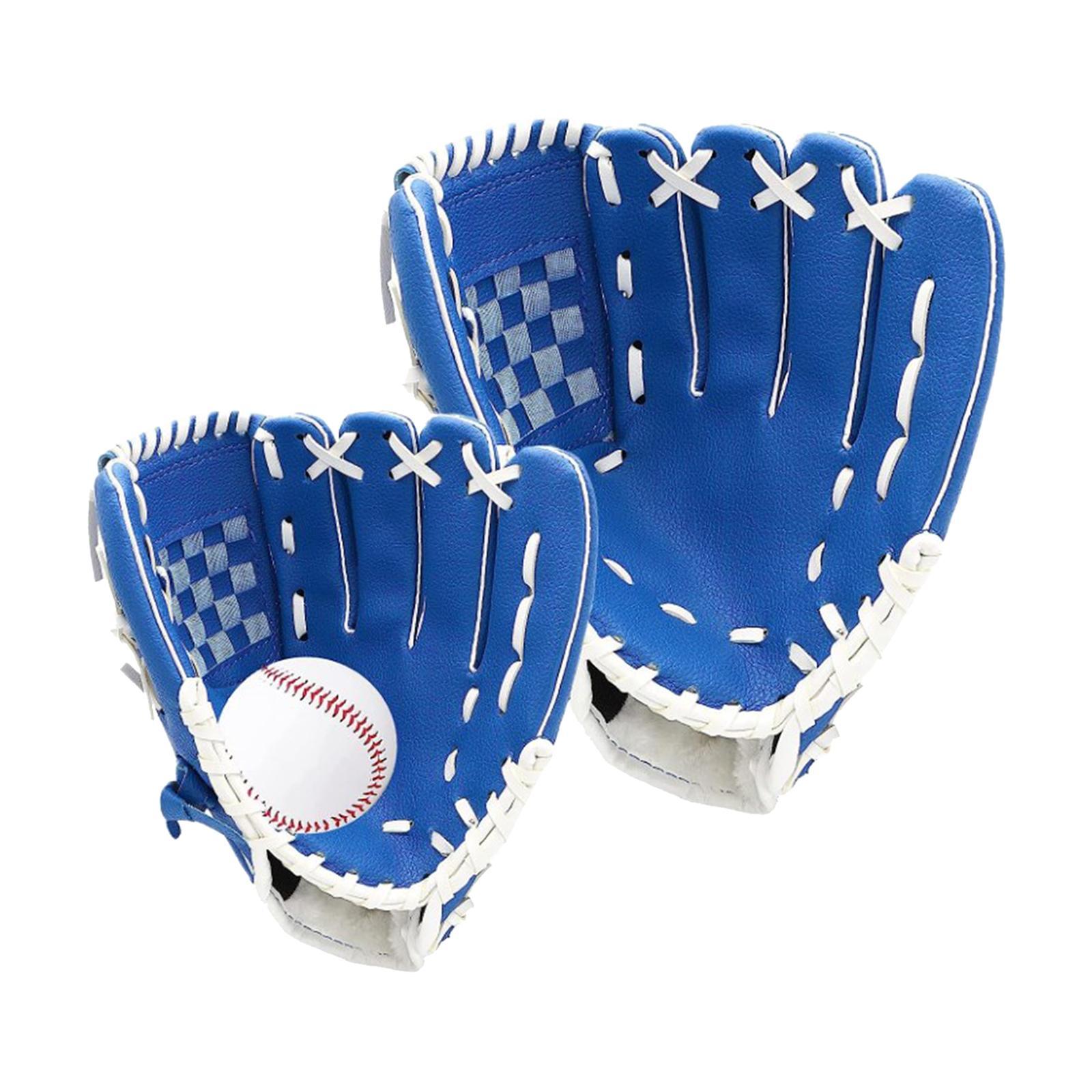2Pcs Baseball Glove Softball Gloves Infield Outfield Gloves Baseball Fielding Glove Baseball Mitts with Ball for Team Game Beginner Backyard